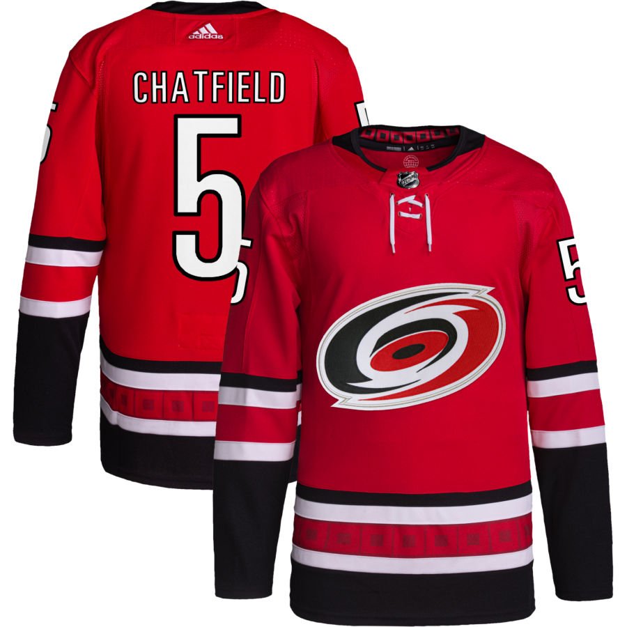 Carolina Hurricanes #5 Jalen Chatfield Red Home Authentic Pro Jersey